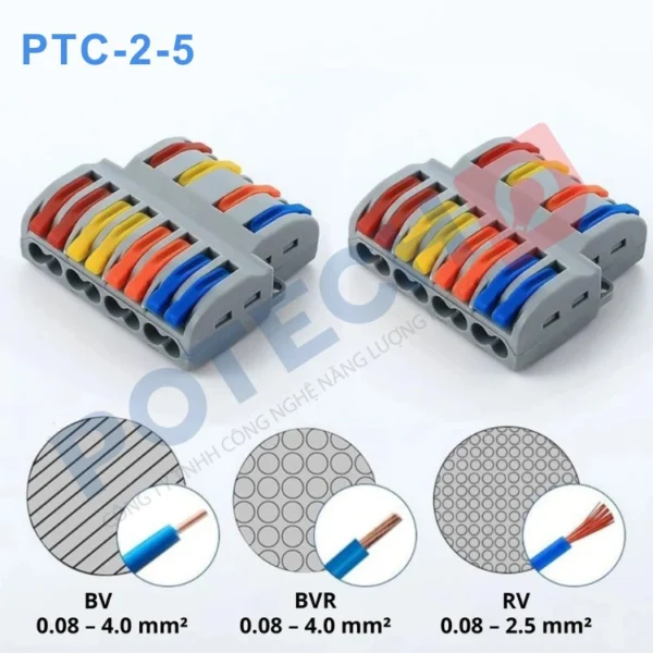 Cút nối nhanh dây điện PTC-2-5