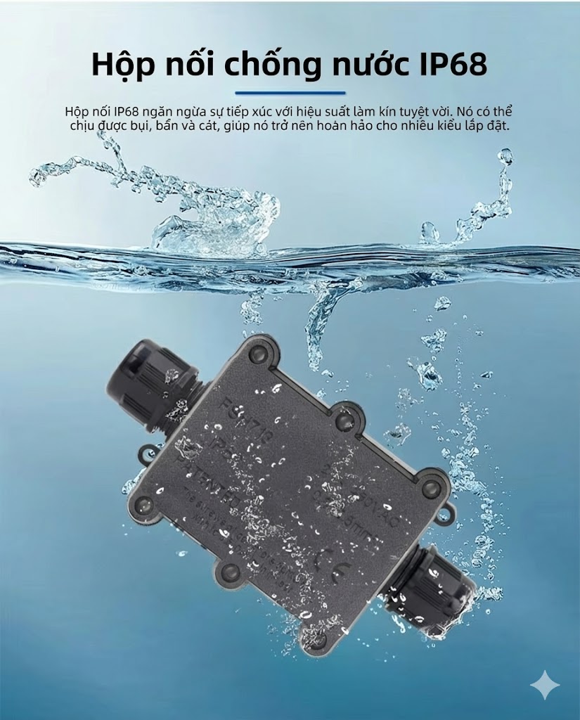 Hộp nối FSH713 2 đầu IP68 – Vít inox 304, 450V/24A, chống nước