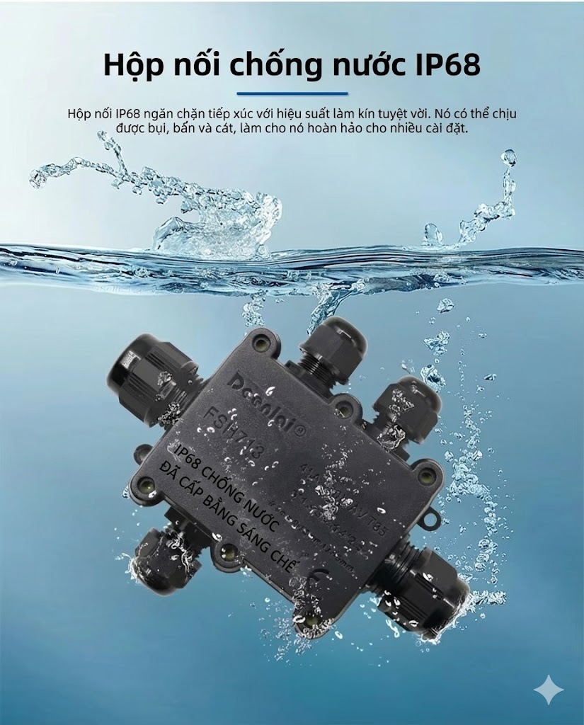 Hộp nối FSH713 5 đầu IP68 – Vít inox 304, chống nước, 450V/24A