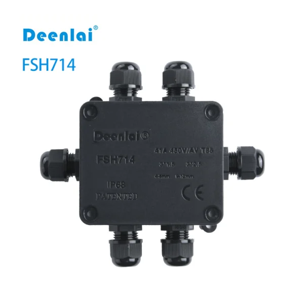 Hộp nối FSH714 (6-cổng) IP68 – Vít inox 304, hỗ trợ PG7, PG9, M20