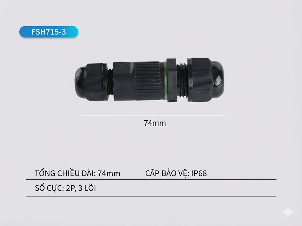 Đầu nối chống nước FSH715X-3 IP68 – 3 pin