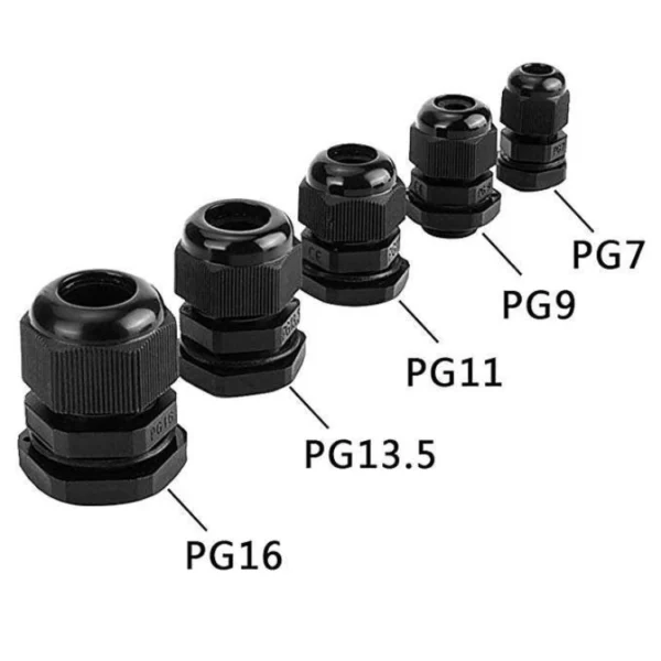 Ốc siết cáp nhựa PG9 màu đen–Chống nước, chống bụi IP67/IP68
