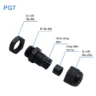 Ốc siết cáp nhựa PG7 đen – Chống nước, chống bụi IP67/IP68