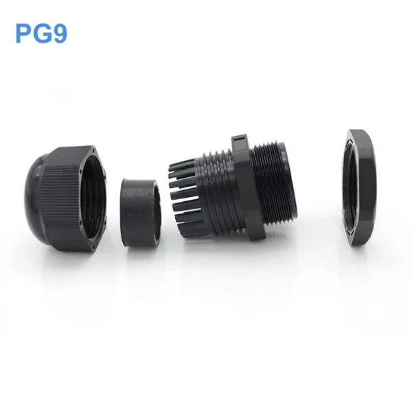Ốc siết cáp nhựa PG9 màu đen–Chống nước, chống bụi IP67/IP68