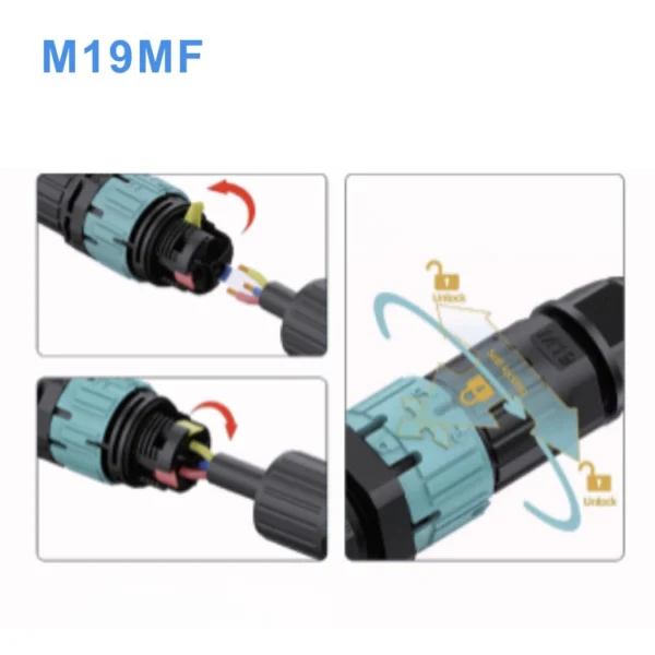 Đầu nối dây chống nước EW-M19MF đực cái 2 pin IP68