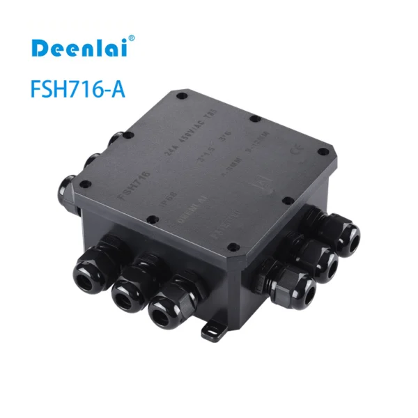 Hộp nối FSH716-A (12-cổng) IP68 – Vít inox 304, hỗ trợ PG7, PG9, M20