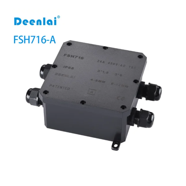 Hộp nối FSH716-A (4-cổng) IP68 – Vít inox 304, hỗ trợ PG7, PG9, M20