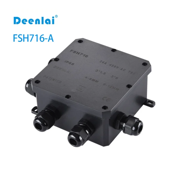 Hộp nối FSH716-A (7-cổng) IP68 – Vít inox 304, hỗ trợ PG7, PG9, M20