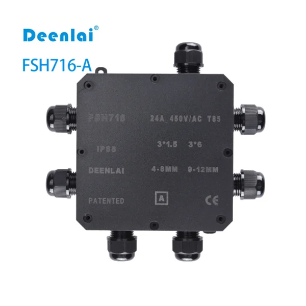 Hộp nối FSH716-A (7-cổng) IP68 – Vít inox 304, hỗ trợ PG7, PG9, M20