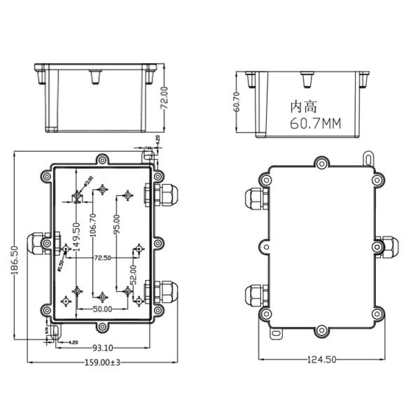 Thông số kỹ thuật hộp nối điện FSH716-B 3 cổng