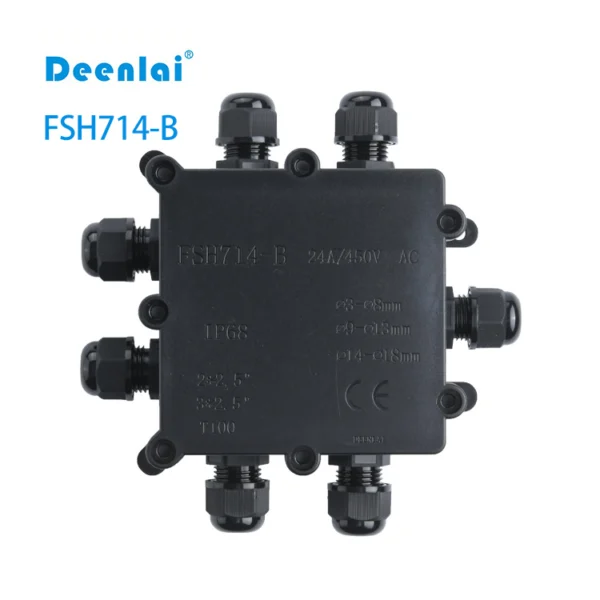 Hộp nối FSH714-B (8-cổng) IP68 – Vít inox 304, chống nước, 450V/24A