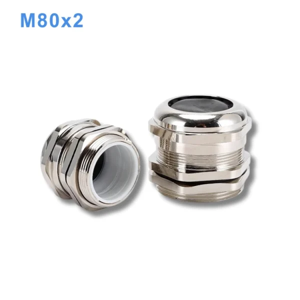 Ốc siết cáp đồng mạ Niken M80x2 IP68