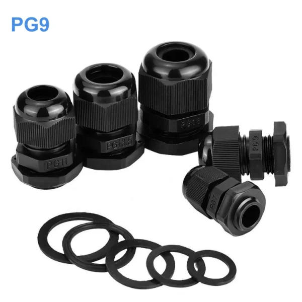 Ốc siết cáp nhựa PG9 màu đen–Chống nước, chống bụi IP67/IP68