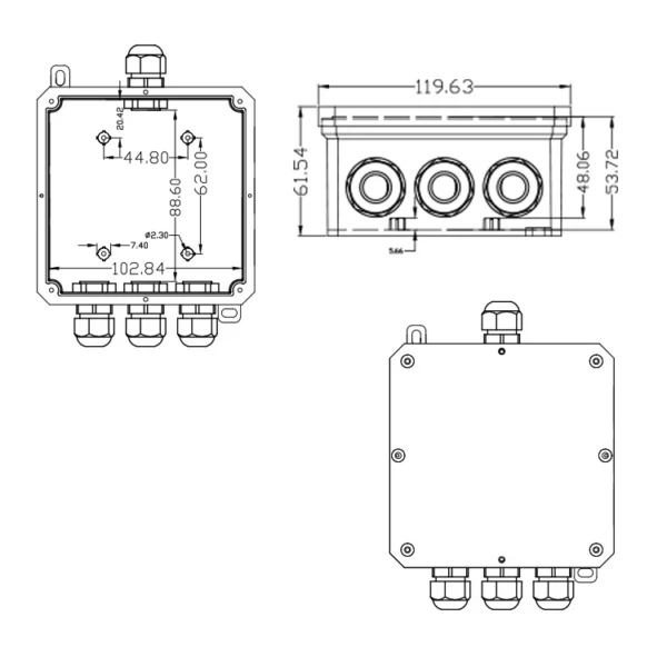 Thông số kỹ thuật hộp nối điện FSH716-A 4 cổng màu trắng IP68