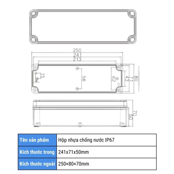 Hộp điện nhựa ABS chống nước IP67 JX-250807