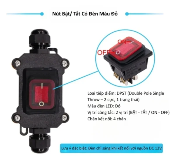 Hộp công tắc treo ngoài trời bật tắt 1 đầu đèn LED xanh chống nước IP65 – FSH711-1BS