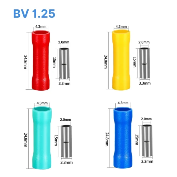 Đầu cos BV 1.25 nối thẳng bằng đồng bọc nhựa nối dây điện 0.5 – 1.5 mm²