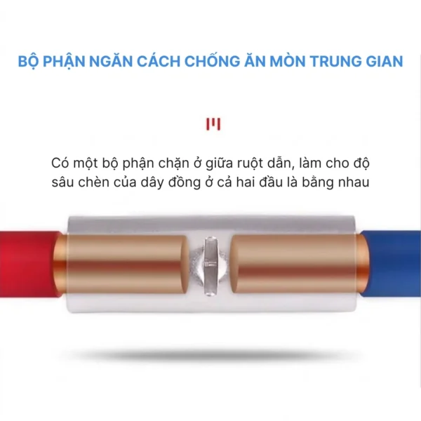 Đầu cos BV 2 nối thẳng bằng đồng bọc nhựa nối dây điện 1.5 ~ 2.5 mm²