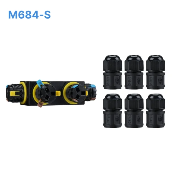 Đầu nối chống nước 6 đầu M684-S, 3 PIN chuẩn IP68 dùng cho dây 6-11mm