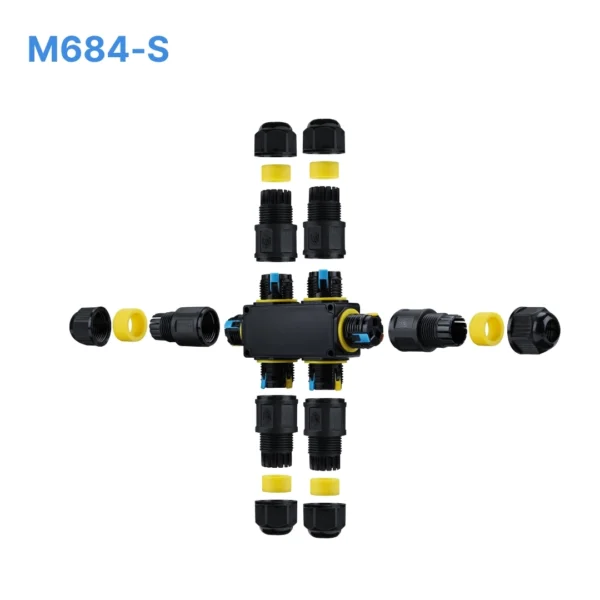 Đầu nối chống nước 6 đầu M684-S, 3 PIN chuẩn IP68 dùng cho dây 6-11mm