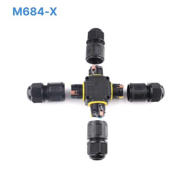 Đầu nối chống nước 4 đầu M684-X M20X, 3 PIN chuẩn IP68 dùng cho dây 5-9mm
