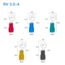 Đầu cos tròn RV 3.5-4 bọc nhựa PVC, lõi đồng mạ thiếc cho dây điện 2.5 ~ 4.0 mm², lỗ 4.3mm
