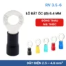 Đầu cos tròn RV 3.5-6 bọc nhựa PVC, lõi đồng mạ thiếc cho dây điện 2.5 ~ 4.0 mm², lỗ 6.4mm