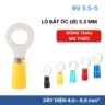 Đầu cos tròn RV 5.5-5 bọc nhựa PVC, lõi đồng mạ thiếc cho dây điện 4.0 ~ 6.0 mm², lỗ 5.3mm