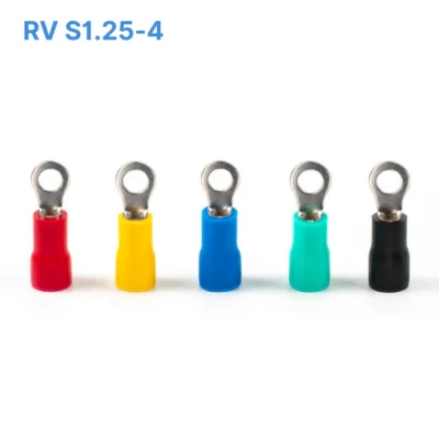 Đầu cos tròn RV S1.25-4 bọc nhựa PVC, lõi đồng mạ thiếc cho dây điện 0.5 ~ 1.5 mm², lỗ 4.2mm