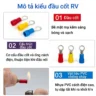 Đầu cos tròn RV S2-4 bọc nhựa PVC, lõi đồng mạ thiếc cho dây điện 1.5 ~ 2.5 mm², lỗ 4.3mm