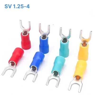 Đầu cos chữ Y SV 1.25-4 bọc nhựa PVC, lõi đồng mạ thiếc cho dây điện  0.5 ~ 1.5 mm², lỗ 4.2mm