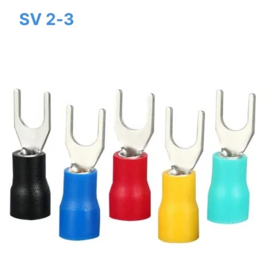 Đầu cos chữ Y SV 2-3 bọc nhựa PVC, lõi đồng mạ thiếc cho dây điện 1.5 ~ 2.5 mm², lỗ 3.2mm