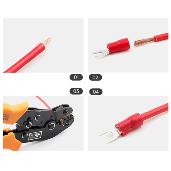 Đầu cos chữ Y SV 3.5-4 bọc nhựa PVC, lõi đồng mạ thiếc cho dây điện 2.5 ~ 4 mm², lỗ 4.3mm