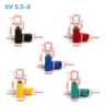 Đầu cos chữ Y SV 5.5-8 bọc nhựa PVC, lõi đồng mạ thiếc cho dây điện 4 ~ 6 mm², lỗ 8.4mm