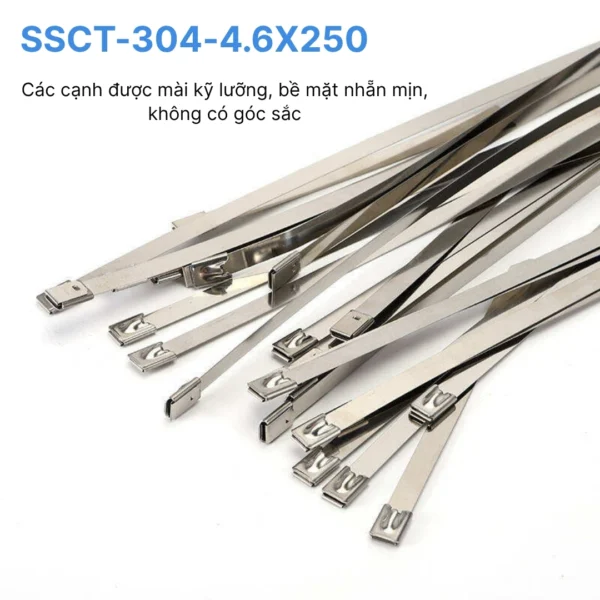 Dây rút inox 304 tự khóa bản 4.6×250 mm