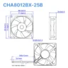 Quạt tủ điện DC 12V Mean Well CHA8012BX-25B 80x80x25mm 2.76W