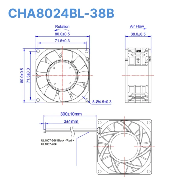 Bảng vẽ kỹ thuật quạt Mean Well CHA8024BL-38B