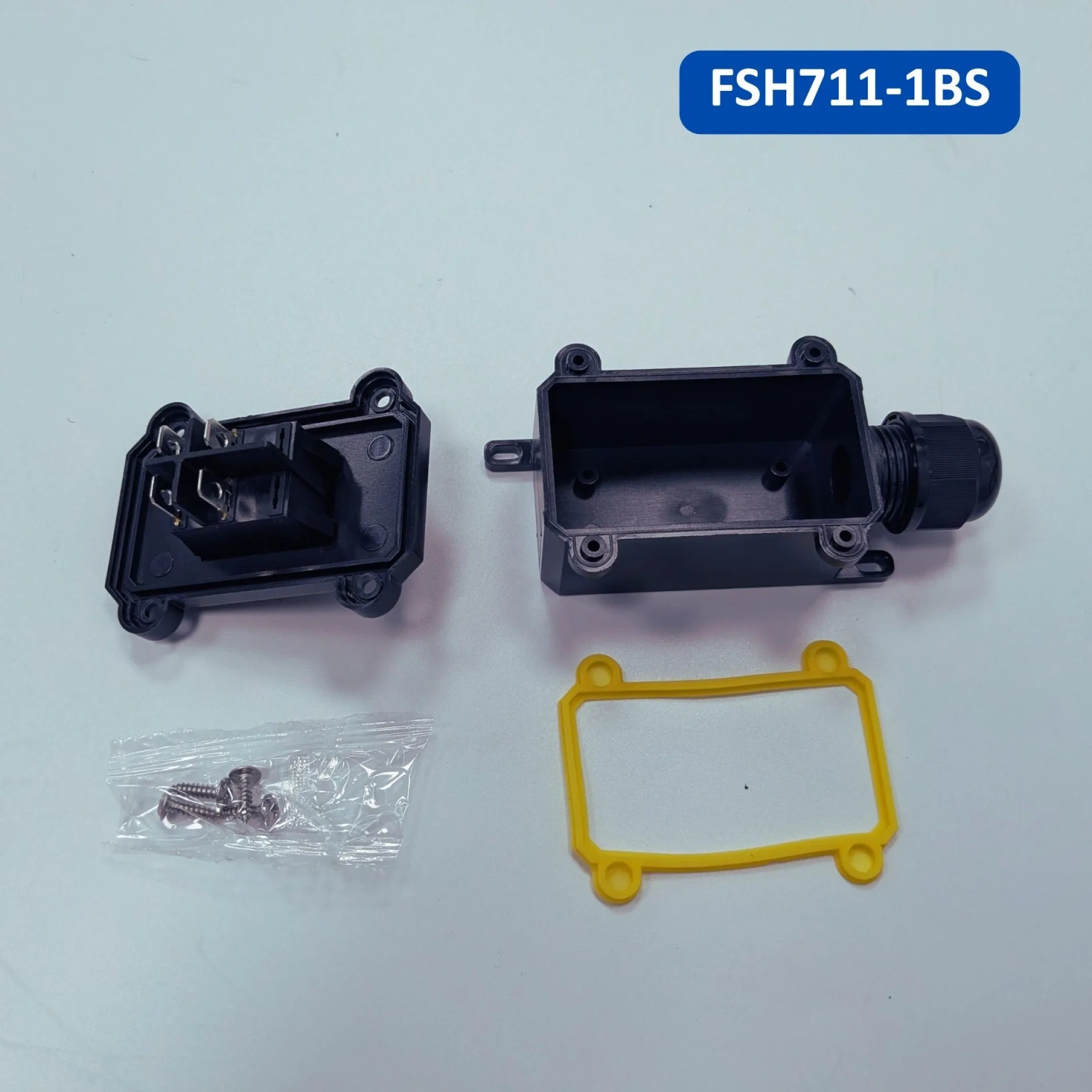 Bộ phận hộp công tắc FSH711-1BS: thân hộp, ron làm kín và vít