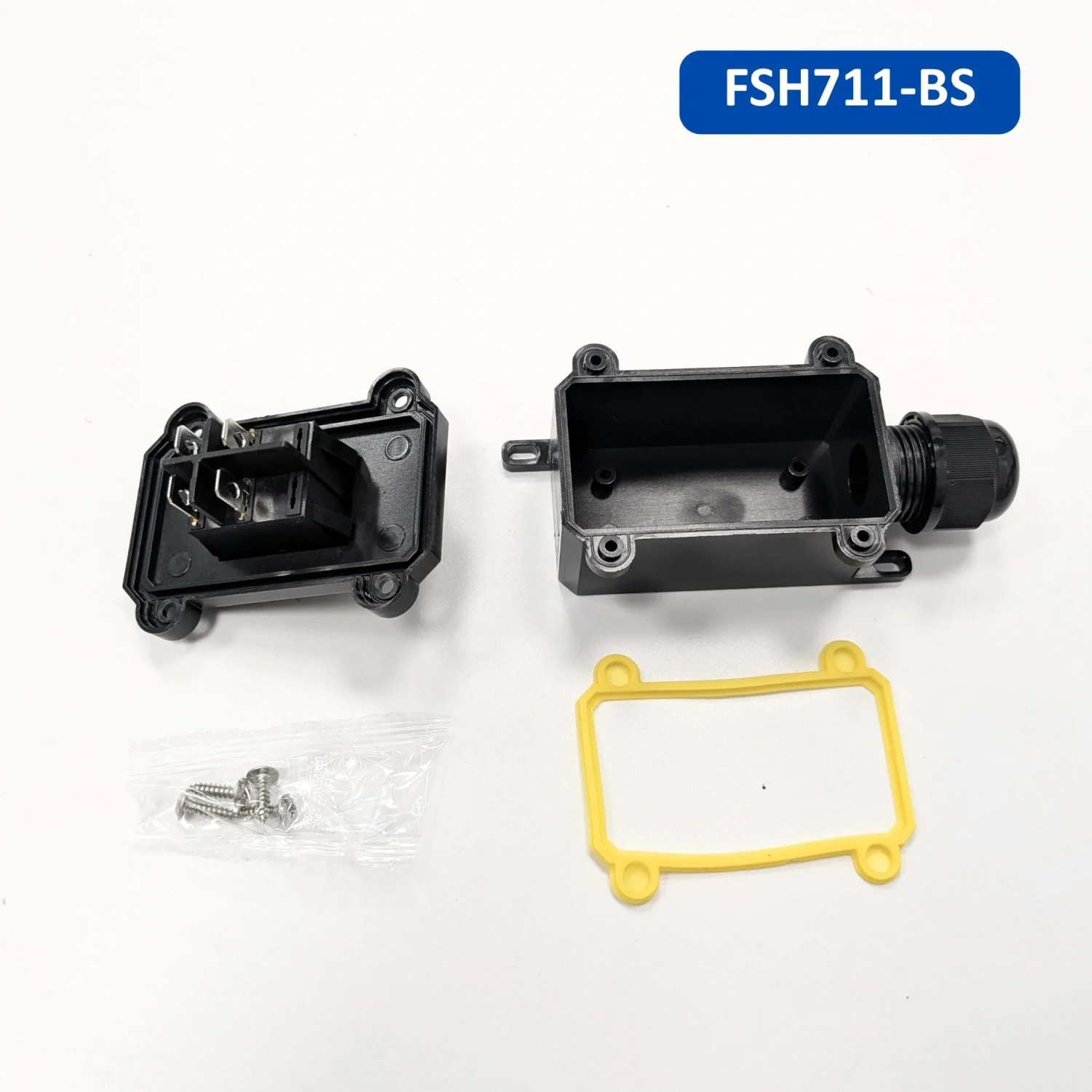 Bộ phận hộp công tắc FSH711-BS: thân hộp, ron làm kín và vít