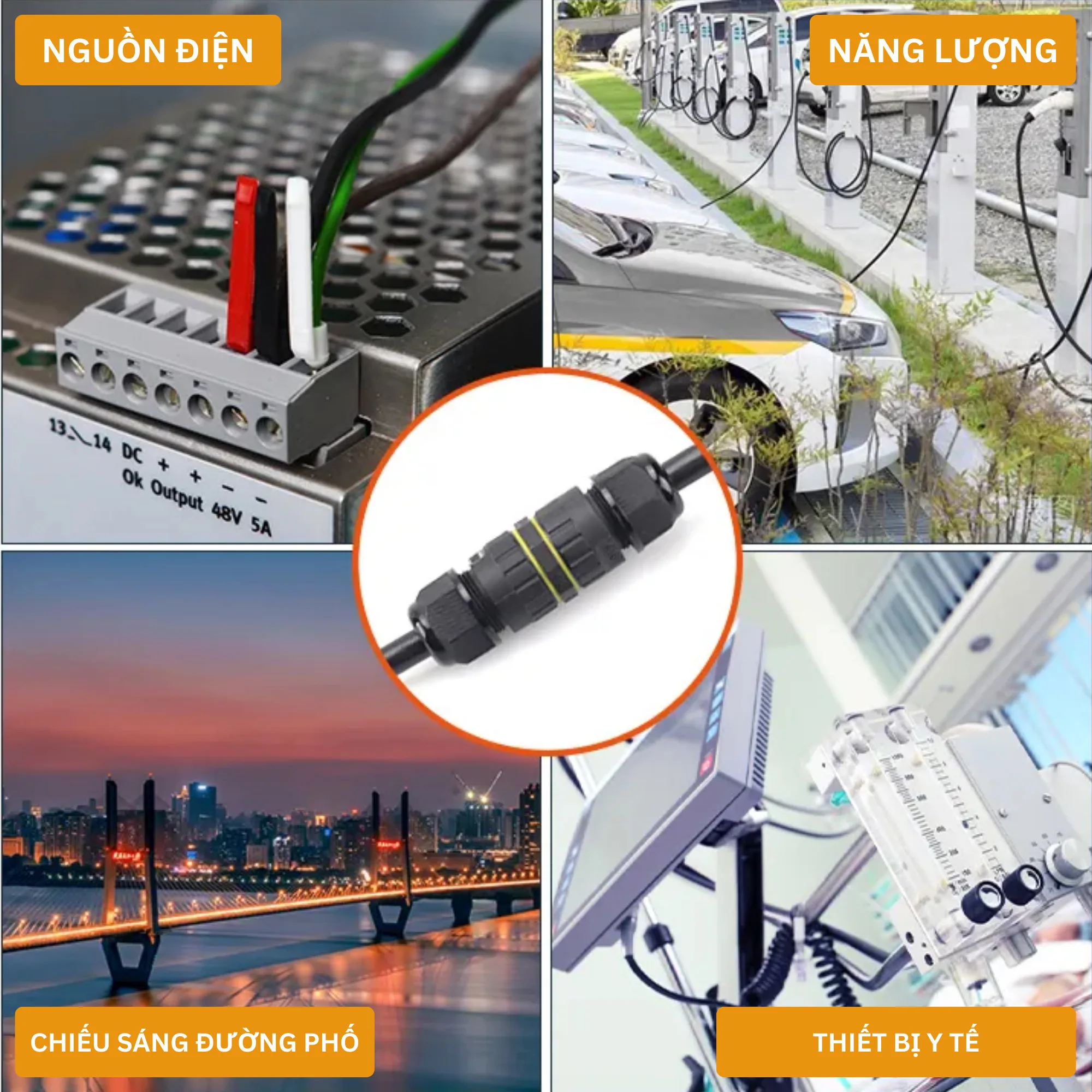 Ứng dụng đầu nối chống nước EW-M20 cho nguồn điện, chiếu sáng đường phố
